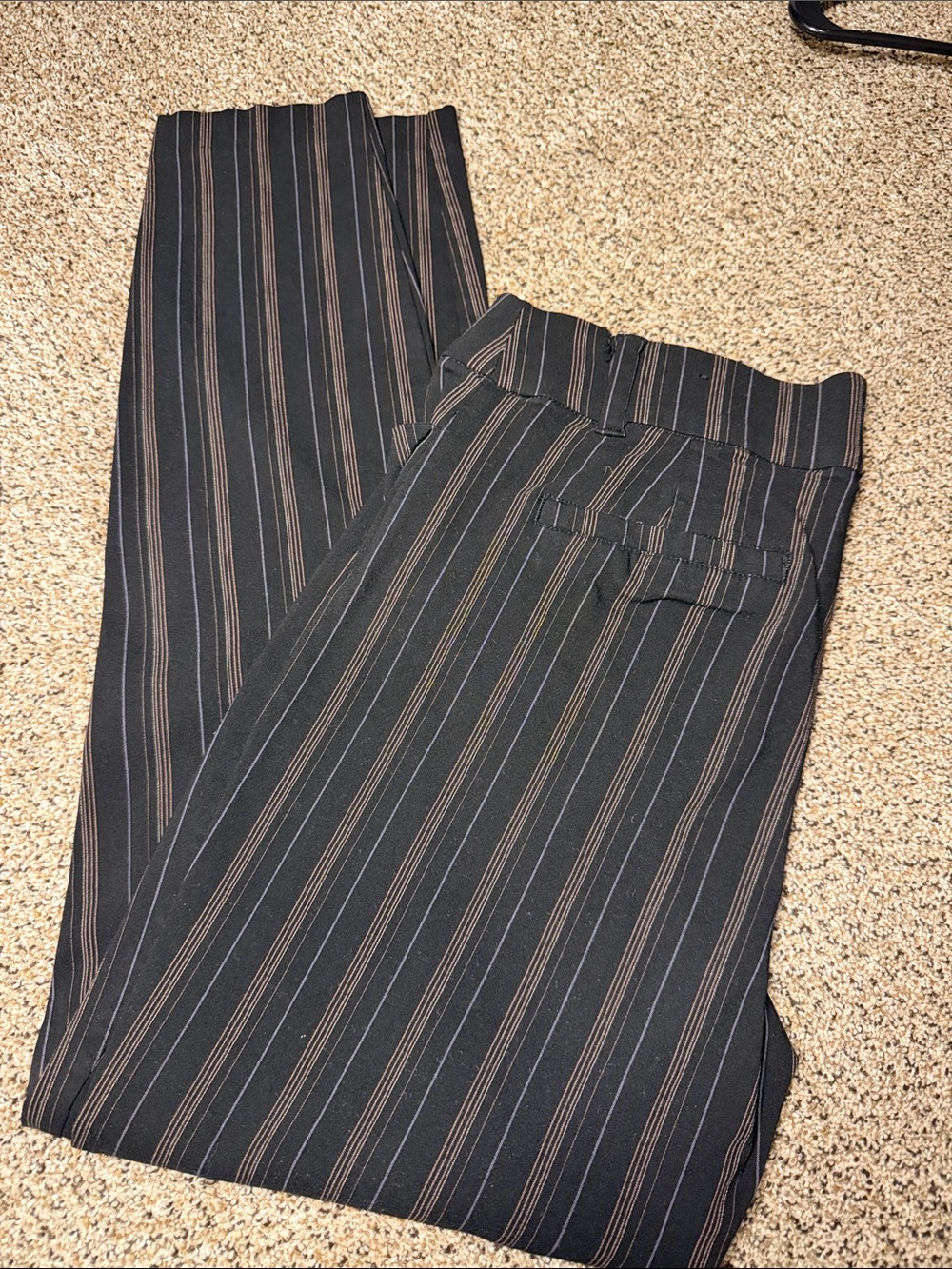 Maurices Black Pinstripe Skinny Pants with Brown Stripes